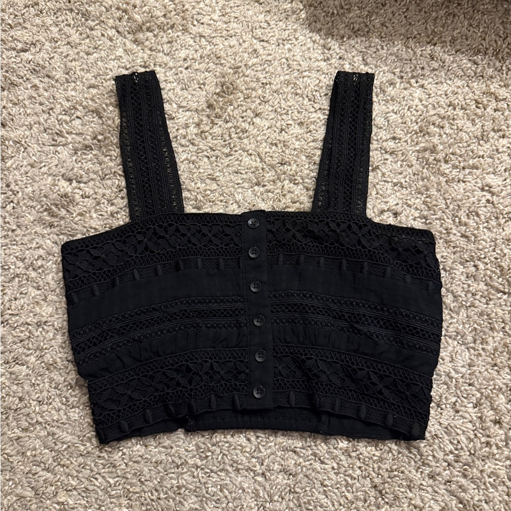 Black Embroidered Crop Top - Picture 1 of 4